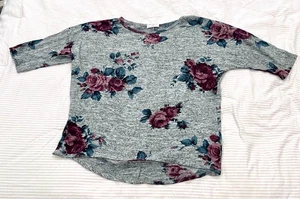 Bobbie Brooks Para Mujer Talla XL Gris Rojo Rosa Suéter Top Túnica Dobladillo Alto Bajo Damas - Imagen 1 de 6