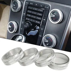 Silver Alloy Air Conditioning & Audio Knobs For VOLVO XC60 S60 S80 V40 - Picture 1 of 12