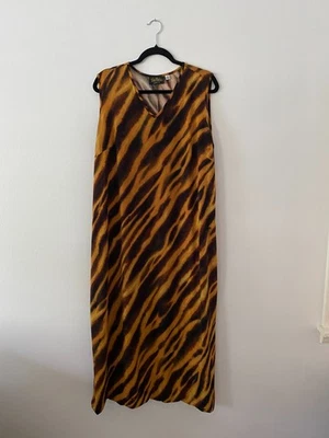 Bob Mackie Wearable Art Animal Print Striped Abstract Tank Maxi Stretch XL - Image 1 of 4