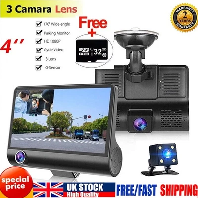 4" Dash Cam+32GB Pro Car Camera Recorder Dual Front Rear HD 1080P Night Vision🔥 - Image 1 of 4