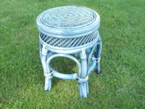 Sitzhocker, Fußhocker, Rattanhocker, "bläulich"" - Picture 1 of 3