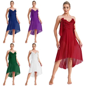 Women Leotards Tango Costume Waltz Dress Ice Skating Dancewear Contemporary - Picture 1 of 61