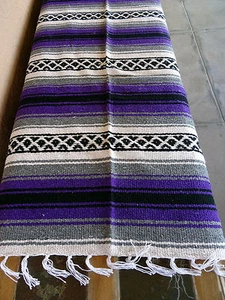 Falsa Serape ONW-Violet New West Southwest Southwest coperta messicana afgana - Foto 1 di 3
