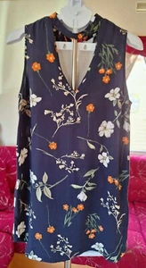 Redherring women's navy blue floral sleeveless dress size 14 UK - Picture 1 of 12