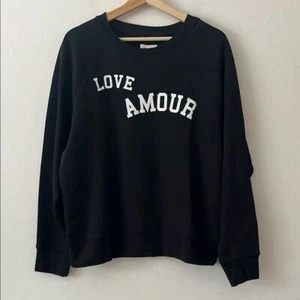 Zadig & Voltaire Love Amour Sweatshirt Noir Crew Neck Black White Medium NWT - Picture 1 of 10
