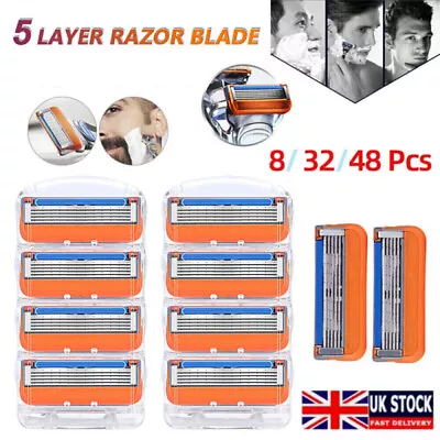 8-48PCS for Gillette Fusion 5 Razor Blades Stainless Steel Blades Replacments UK