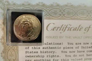 2007-P PRESIDENT WASHINGTON ONE DOLLAR COIN CGU, CERTIFICATE OF AUTHENTICITY COA - Picture 1 of 4