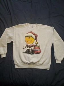 Vtg Walmart Smiley Face Long Sleeve Ssweater Size XL Santa Jerzees USA Butler PA - Picture 1 of 9