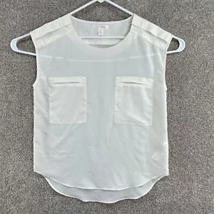 Joe Fresh Women's Blouse Size Small White Sheer Pockets Sleeveless - Picture 1 of 10
