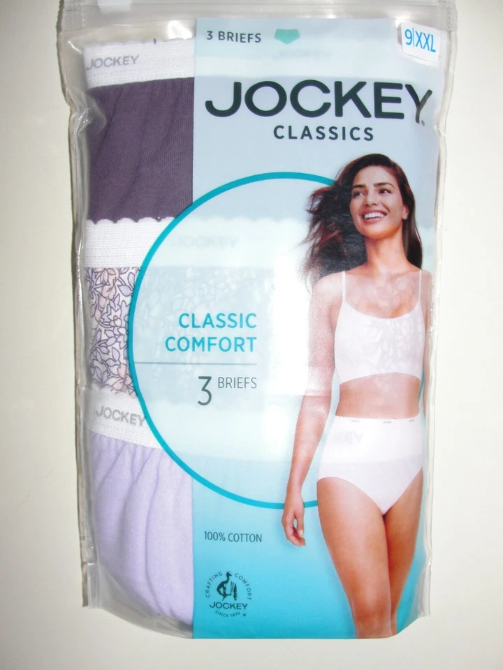 3 Pair Women's Jockey Classic Comfort Briefs - Size 9 (XXL) -in Pkg.
