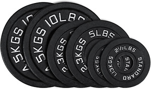 Cast Iron 2-Inch Olympic Plate Weight Set for Strength Training, Home & Gym