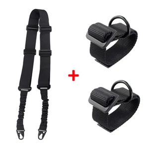 Tactical 2 Points Rifle Sling Adjustable Shoulder Strap & 2 D-Ring Sling Adapter - Picture 1 of 12