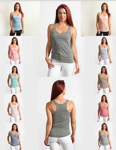 Ladies Fashion Tri Blend Melange Women's Girls Racerback Tank Tops Top S M L XL - Picture 1 of 32