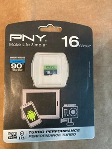 PNY Turbo Performance 16GB High Speed MicroSDHC Brand New in package - Photo 1 sur 3
