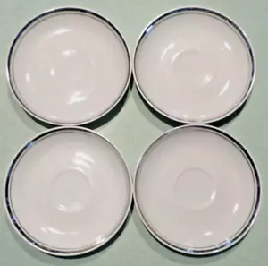Set of 4, Chodziez Saucers, Poland, Embassy / Goldina, 2 Gold Trim Bands #03403 - Picture 1 of 7