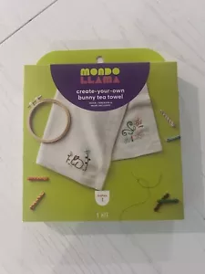 NIP Mondo LLama Bunny Tea Towel Embroidery Kit Craft Makes 1 Towel Easter Spring - Picture 1 of 5