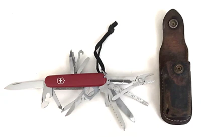 VICTORINOX OFFICER Suiss Army CHAMP Red KNIFE 22+ MULTITOOL Switzerland VINTAGE - Image 1 of 4