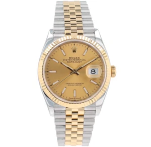 Rolex Mens Watch Datejust 126233 36mm Champagne Dial Fluted Bezel Jubilee - Picture 1 of 10