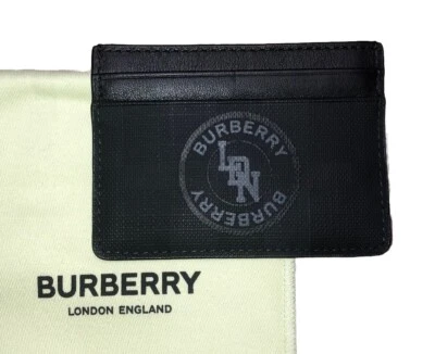 Burberry  Card Case Sandon London Check Print Logo Black Leather  NWT - Image 1 of 4