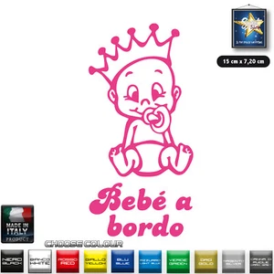 Bebè a bordo adesivo sticker baby on bord bimbo bimba a bordo scegli il colore - Picture 1 of 1