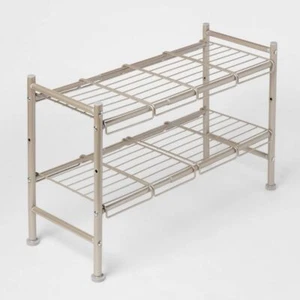 Brightroom Steel 2 Shelves Adjustable Storage Brushed Nickel 2-Tier Organizer - Picture 1 of 4