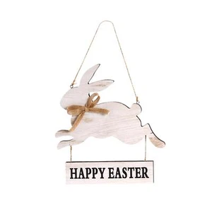 Happy Easter Sign Rabbit with Rope Sign Plaque for Garden - Picture 1 of 7