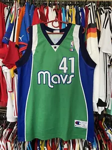 DALLAS MAVERICKS NBA BASKETBALL SHIRT JERSEY CHAMPION #41 DIRK NOWITZKI sz L MEN - Picture 1 of 16
