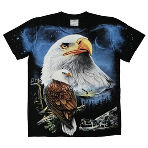 Eagle Hawk Falcon Wolf Night Moon A94 Discharge T-Shirt Size M-XXL - Picture 1 of 3