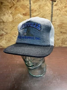 VTG Danville Feed & Supply, Inc. Black Denim Grey White Trucker Snapback Hat - Picture 1 of 10
