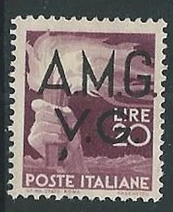 1945-47 TRIESTE AMG VG DEMOCRATICA 20 LIRE VARIETà VIRGOLA SOTTO V DI VG MH * L3 - Picture 1 of 1