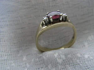 RING GOLD 585-ER MIT 2 DIAMANTEN UND 1 RUBIN - Picture 1 of 4