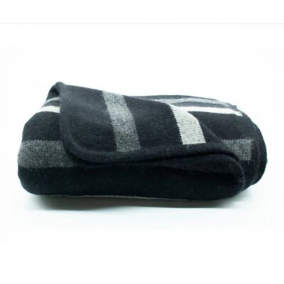 Portolano Multi Stripes Throw Blanket - Black/Gray Combo With Cashmere - NWT - Image 1 of 4