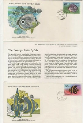 ST LUCIA 1978 3 FIRST DAY COVERS WORLD WILDLIFE FUND & CARDS - Image 1 of 2