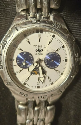 Reloj Fossil Blue BQ9140 - Día, Fecha Luna/Sol Esfera Blanca Acero Inoxidable Foto 1 de 4