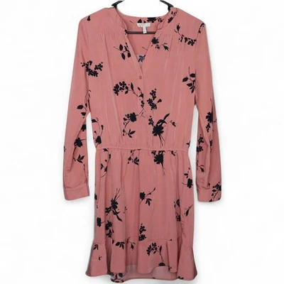 Joie Womens Acey Floral Print Long Sleeve A-Line Mini Dress Dust Rose Size S - Image 1 of 4
