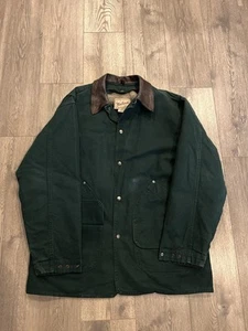 Vintage Woolrich Mens Aztec Blanket Wool Lined Green Barn Chore Coat Jacket L - Picture 1 of 13