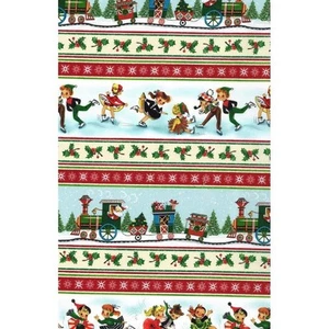 RETRO VINTAGE CHRISTMAS HOLLY JOLLY STRIPE BY MICHAEL MILLER FABRIC COTTON HY - Picture 1 of 1