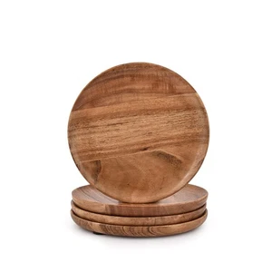 Akazienholz Rundholzplatten 4er Set, einfache Reinigung & leicht für Geschirr... - Bild 1 von 6