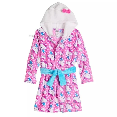 Hello Kitty Girls Robe Size 4 6 8 10 Pajamas Bathrobe Hoodie Christmas Gift NWT - Image 1 of 4