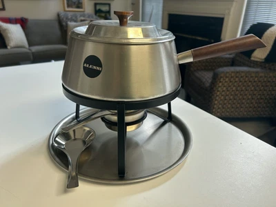 EXCELENTE JUEGO DE FONDUE VINTAGE ALESSI Italia 5 PIEZAS en COMO NUEVO/SIN USAR Foto 1 de 4