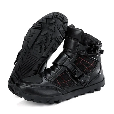 Zapatos de motocicleta de cuero de microfibra para hombre bota de motocross ligera para montar senderismo Foto 1 de 4