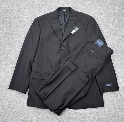 Brooks Brothers 346 Suit Mens 44R Jacket 38x29 Pants Black Wool Stretch City NEW - Image 1 of 4
