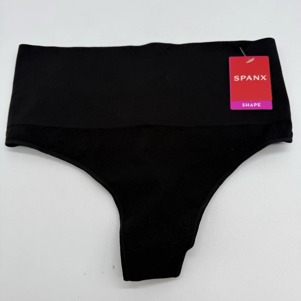 Spanx Everyday Shaping Panties Black Thong Size Large 6435