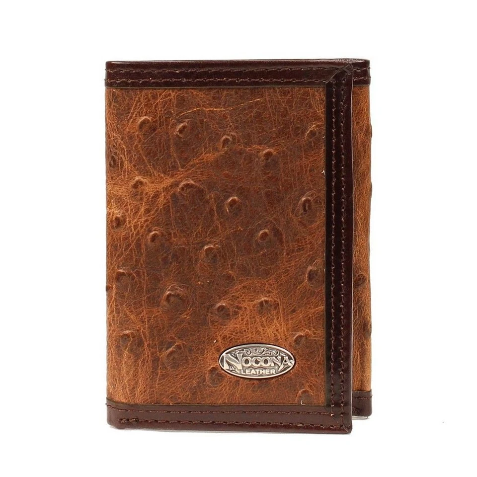 Nocona Western Wallet Mens Trifold Ostrich Vintage Brown N5487802
