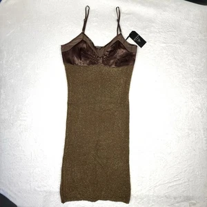 Nuevo con etiquetas Vestido Guess S Marrón Bodycon Escote Corazón Fiesta Sexy Club de Baile - Imagen 1 de 17