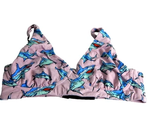 MeUndies Damen Medium Bralette Feelfree Soft Knit Wire Free Pink Shark Print - Bild 1 von 3
