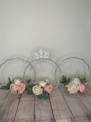 3 Silver Geometric Wedding Centerpiece Elegant  Arrangements - image 1 of 4