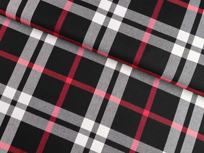 SCHOTTENKARO Karo Stoff Glencheck Tartan Kilt ROT WEIß SCHWARZ EUR 13,98/m - Bild 1 von 2