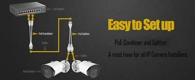 POE 2in1 Adapter Connectors Splitter RJ45 Combiner POE Adapter Power Cable Kit 1 - Image 1 of 4