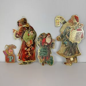 4 Adornos Navideños Vintage 3 Merrimack Troquelado Cartón y Lámina de Oro, 1 Madera - Imagen 1 de 12